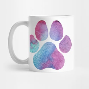 Purple and Blue Watercolor Paw Print Mug